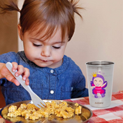 Adore Uno Printed Stainless Steel Tumbler with Spill Proof Lid 300 ml - White and Purple