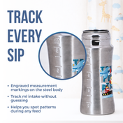 Adore Twilight 2in 1 Stainless Steel Sipper with Twin Handle 250ml - Blue Transport