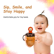 Adore Simbha- The Silicon Straw Sipper with Gravity Ball & Twin Handle 210ml Brown