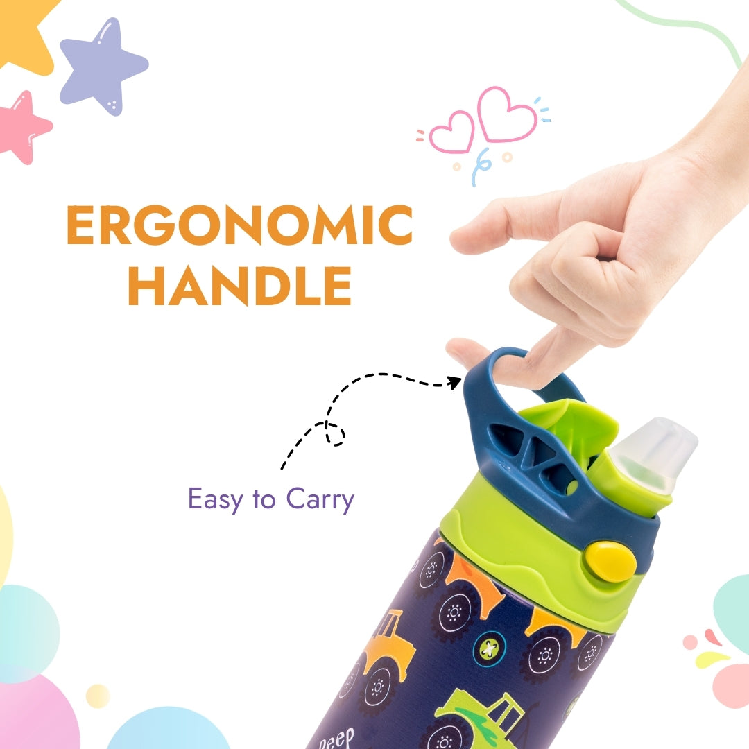 Adore Helios! Double Wall Insulated Stainless Steel Sipper 350ml- Blue Jeep