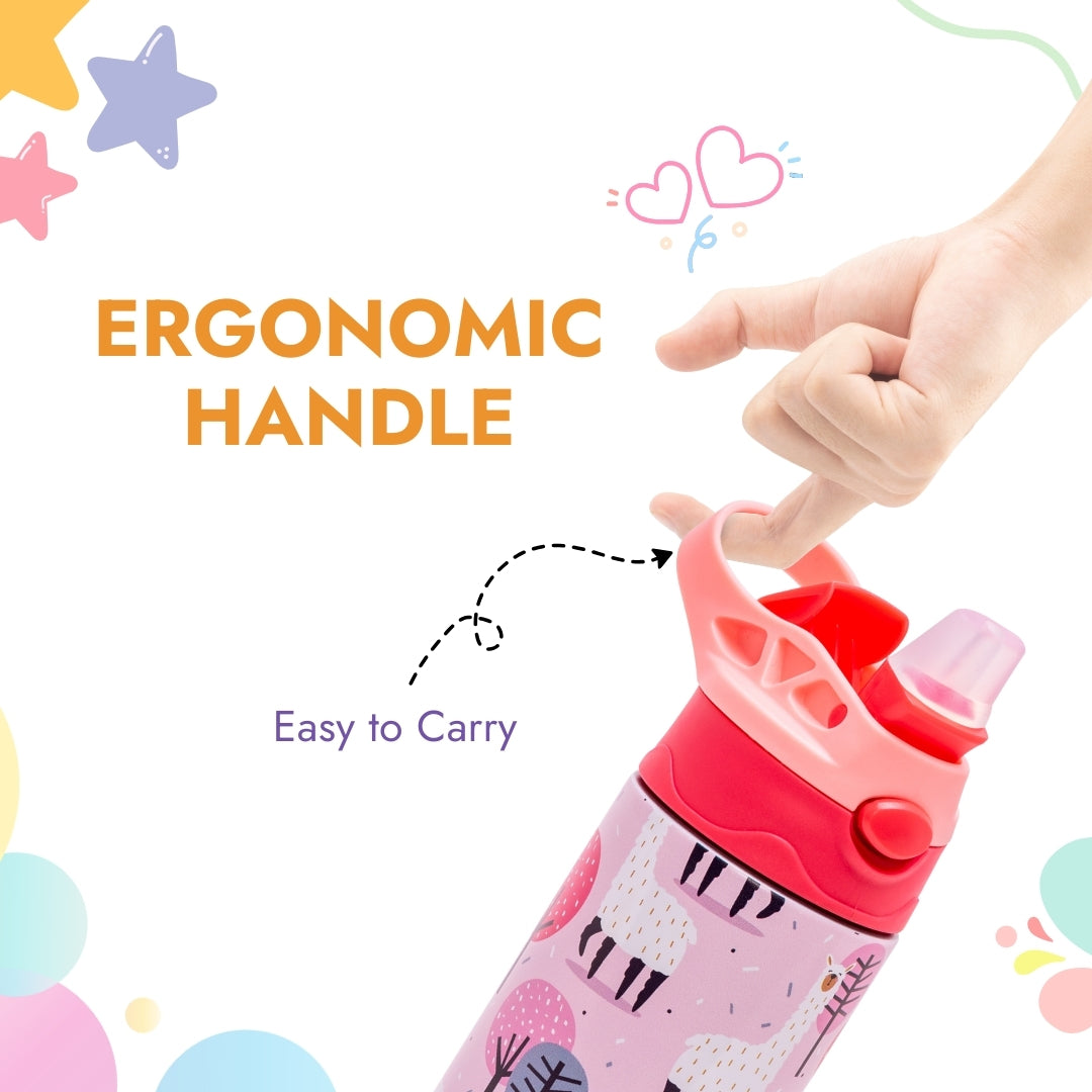 Adore Helios! Double Wall Insulated Stainless Steel Sipper 350ml- Pink Animal