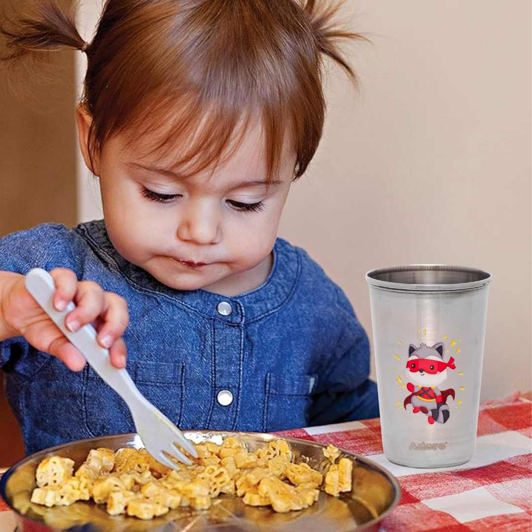 Adore Uno Printed Stainless Steel Tumbler with Spill Proof Lid 300 ml - Red