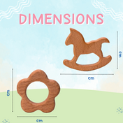 Adore Wohoo! Wooden Teethers- Pack of 2- HORSE+FLOWER