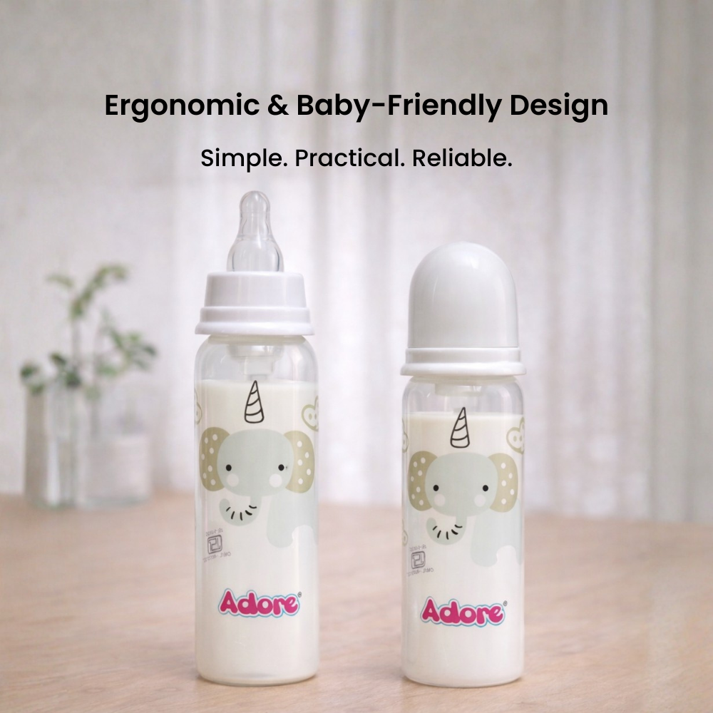 Adore Advanced CONTANGO- The 4 Stage Ventilated Anti-Colic Stem Baby Feeding Bottle- 250ml- White