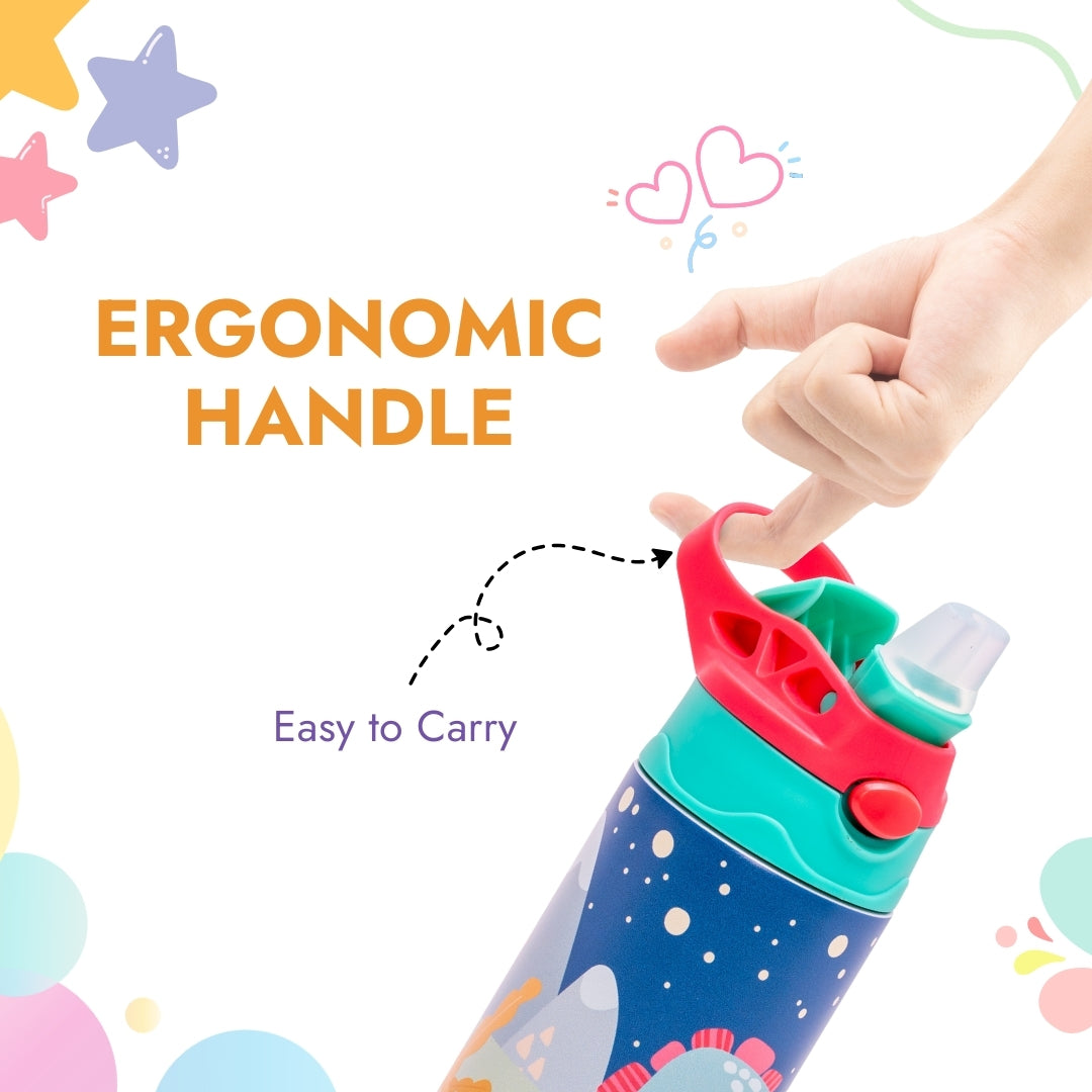 Adore Helios! Double Wall Insulated Stainless Steel Sipper 350ml- Blue Sky Dino