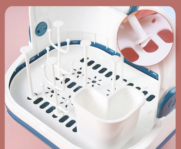 Adore Hurricane 2 in 1 Baby Bottle Drying Rack & Storage Box with Lid & Handle - Brown