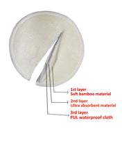 Adore Organic Bamboo 3-Layer Washable Breast Pad - Pack of 6