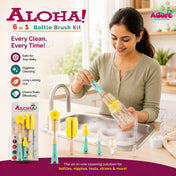 Adore Aloha 6 in 1 Bottle Cleaning Brush Kit - (Colour May Vary)