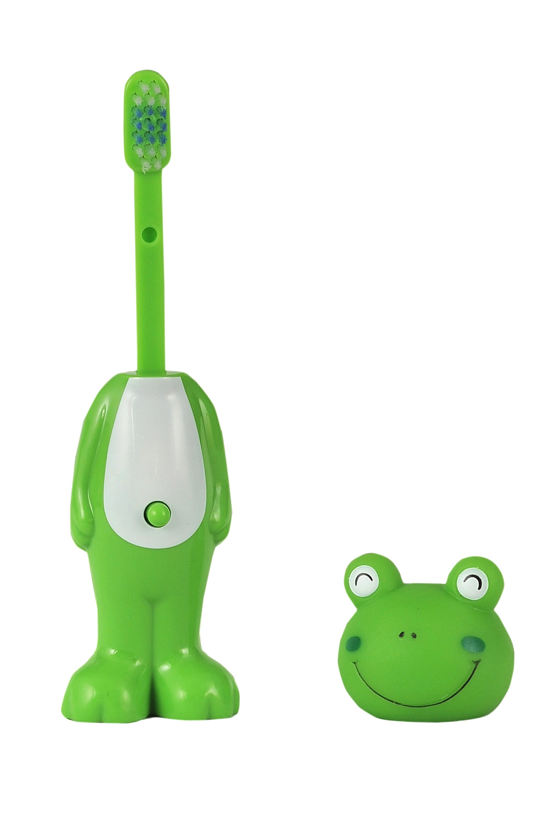 Adore Kids Pop Up Toothbrush with Safety Head Attractive Character - Green Frog