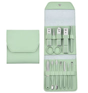Adore KAMIKAZE! 12 pc Pedicure ,Manicure & Ear Cleaning set with case - Green
