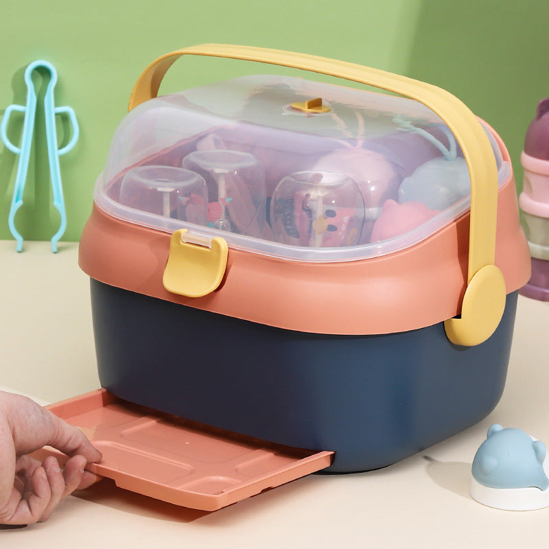 Adore Tornado 2 in 1 Baby Bottle Drying Rack & Storage Box with Lid & Handle - Pink