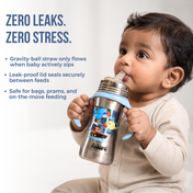 Adore Twilight 2in 1 Stainless Steel Sipper with Twin Handle 250ml - Blue Transport