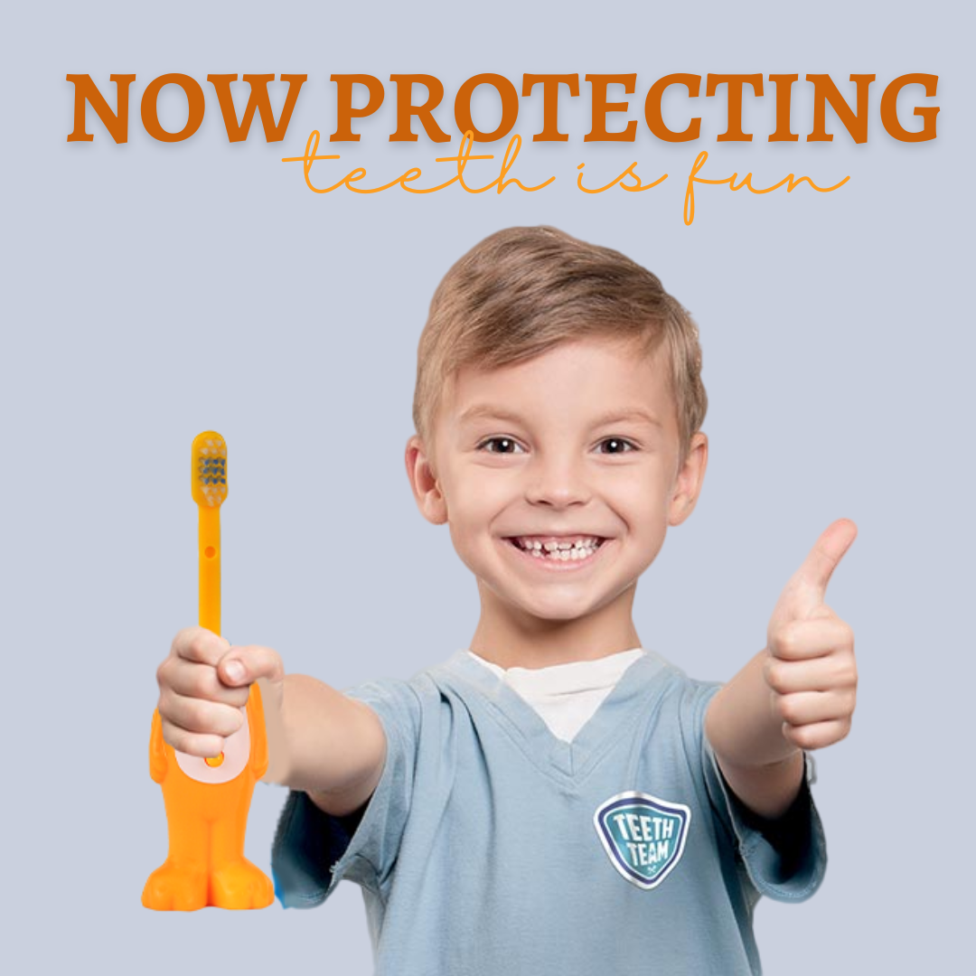 Adore Kids Pop Up Toothbrush with Safety Head Attractive Character - Orange Bee