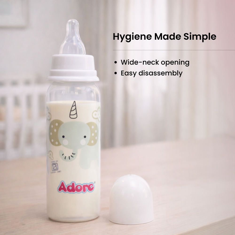 Adore Advanced CONTANGO- The 4 Stage Ventilated Anti-Colic Stem Baby Feeding Bottle- 250ml- White