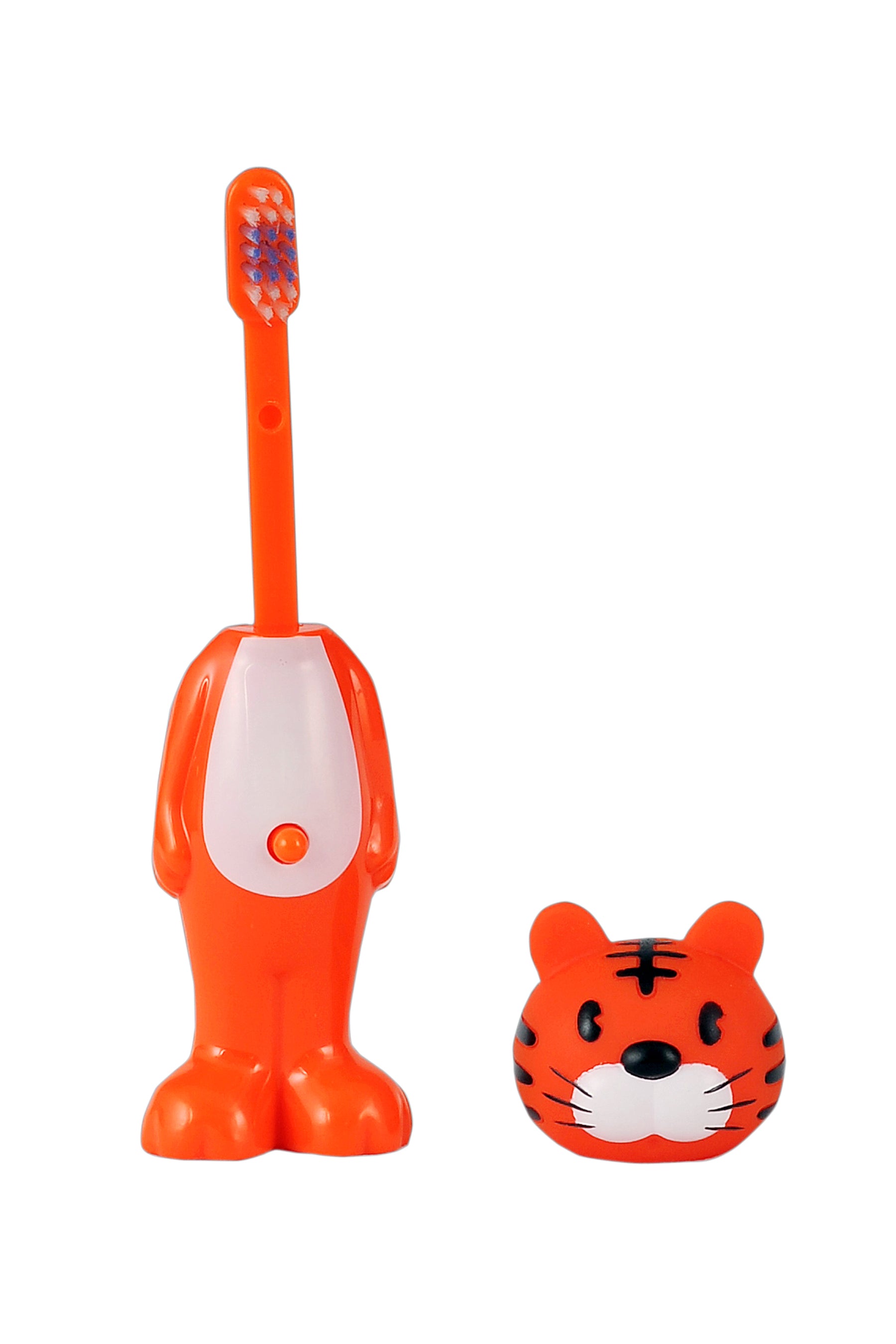 Adore Kids Pop Up Toothbrush with Safety Head Attractive Character - Orange Tiger