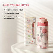 Adore Helios! Double Wall Insulated Stainless Steel Sipper 350ml- Pink Animal