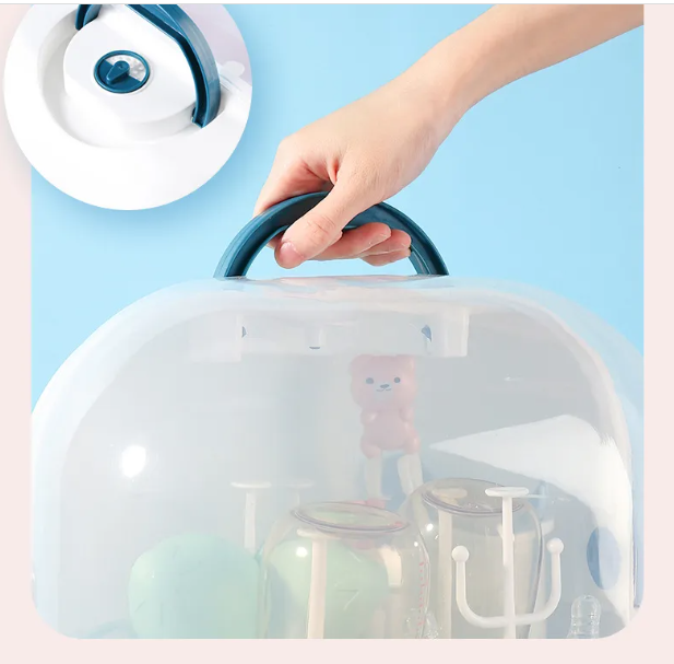 Adore Hurricane 2 in 1 Baby Bottle Drying Rack & Storage Box with Lid & Handle - Brown