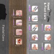 Adore KAMIKAZE! 12 pc Pedicure ,Manicure & Ear Cleaning set with case - Purple
