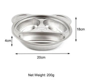Adore Eatza - The Stainless Steel Feeding Plate with 4 Compartments- Bear