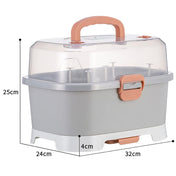 Adore Avalanche 2 in 1 Baby Bottle Drying Rack & Storage Box with Lid & Handle Portable - Grey