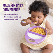 Adore Supper Hero Feeding Bowl with Spoon, Fork & Wooden Masher- Purple