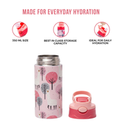 Adore Helios! Double Wall Insulated Stainless Steel Sipper 350ml- Pink Animal