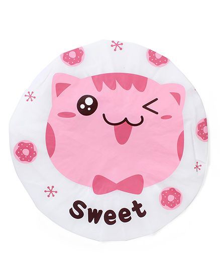 Adore Baby Shower Cap Cartoon Dream Print - White & Pink