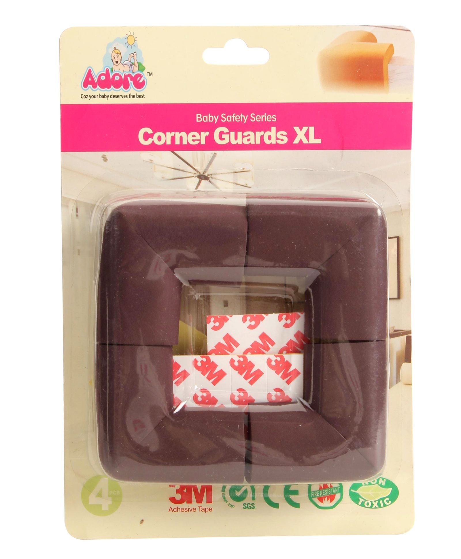 Adore Safety Series Baby Childproofing Safety Edge Guards XL- Pack of 4- Cream