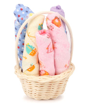 Adore Baby Wash Cloths With Basket Pack of 5 - Multicolor