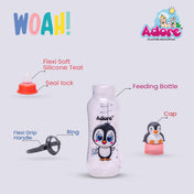 Adore Woah! The Character Hood Feeding Bottle- BIS Approved- Baby Safe- Anti-colic Teat -250ml - Penguin