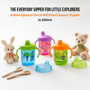 Adore Spazzo Duck Bill/ Hard Spout Sipper with Twin Handle & Hygiene Cap- 250ml- Green