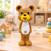 Adore Kids Pop Up Toothbrush with Safety Head Attractive Character - Brown Bear-Yellow mouth