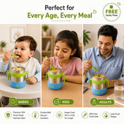 Adore Dr.Feed TinyTummy Insulated Hot & Cold Food Jar with Spork & Feeding Plate 335ml-Blue