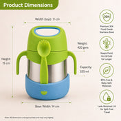 Adore Dr.Feed TinyTummy Insulated Hot & Cold Food Jar with Spork & Feeding Plate 335ml-Blue