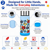 Adore Dr.Feed Little Champs Hot & Cold Insulated Steel Water Bottle 270ml-Blue