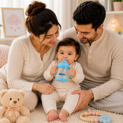 Adore 5 Stage Wide Neck Feeding Bottle with Easy Grippy Handle -150ml Blue