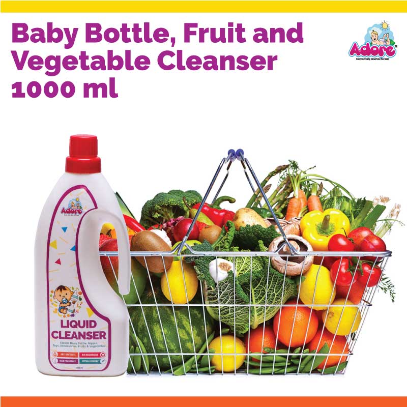 Adore Baby Bottle, Nipple & Vegetable Liquid Cleanser 1000ml- Bottle Pack