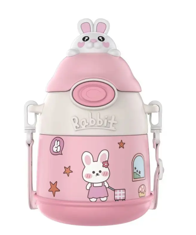 Adore Fire Era Character Hood Vacuum Water Bottle with Strap 500ml - Pink