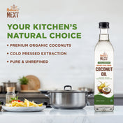 Nature’s Next Pure & Premium Organic Extra Virgin Cold Pressed Coconut Oil- Glass Bottle 500ml