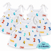 Adore Little Blossom- Pure Muslin Cotton Baby Tie-Knot Frock- Pack of 3-Numbers-0-3 Months