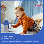 Adore Cuddles 2 in 1 Stainless Steel Feeding Bottle 200ml - Blue