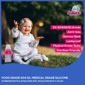 Adore Cuddles 2 in 1 Stainless Steel Feeding Bottle 200ml - Pink