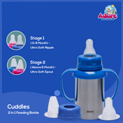Adore Cuddles 2 in 1 Stainless Steel Feeding Bottle 200ml - Blue