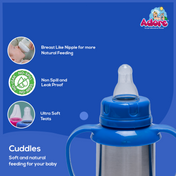 Adore Cuddles 2 in 1 Stainless Steel Feeding Bottle 200ml - Blue
