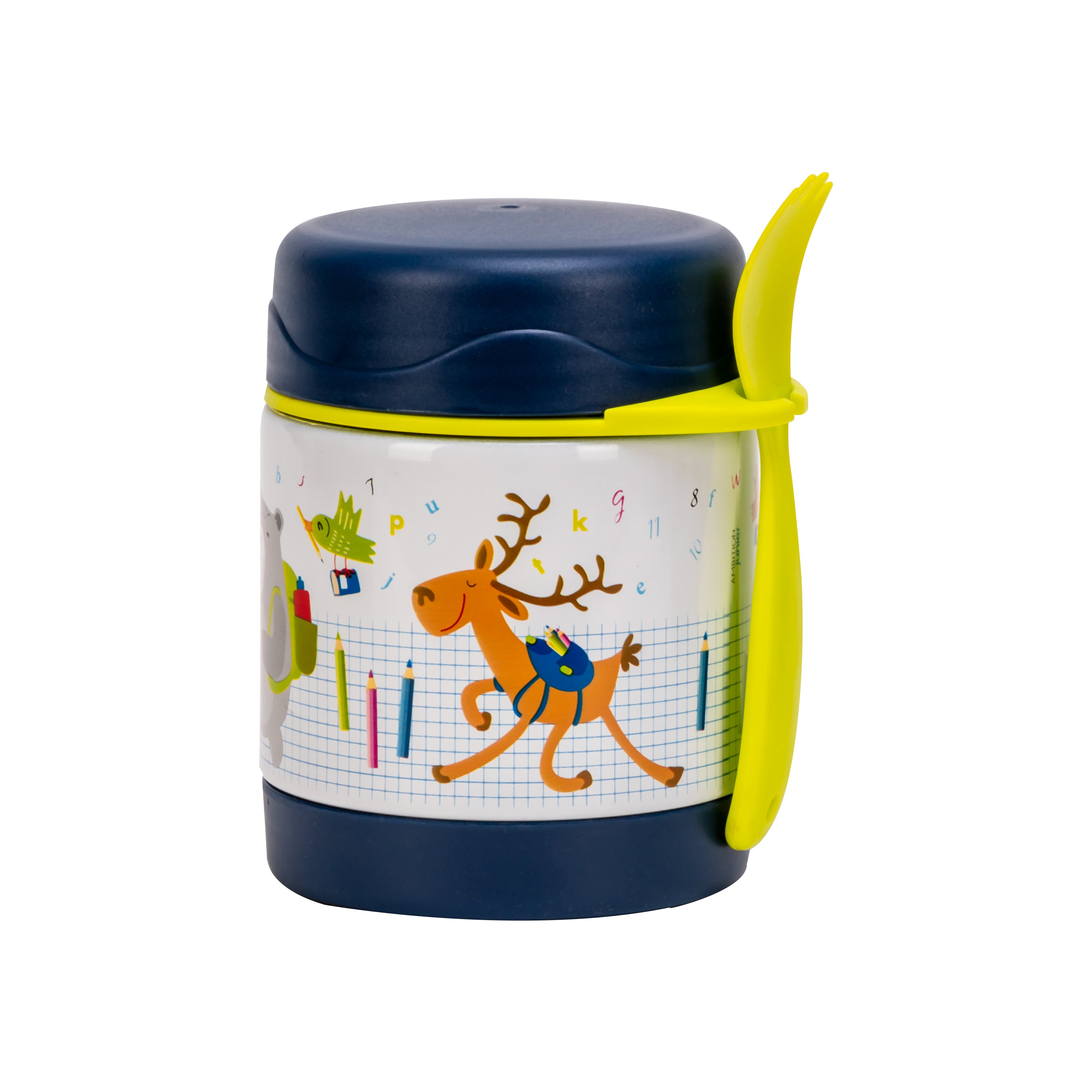 Adore Rabbito - The Stainless Steel Insulated Food jar with Spork- 350ml - Blue