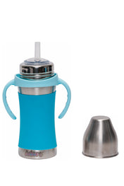 Adore Soi! The Wideneck Silicon Straw with Gravity Ball stainless steel sipper with Sleeve- 250ml Blue