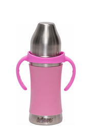 Adore Yolo! The 3 in 1 Wideneck Stainless Steel Feeding Bottle with Silicon Sleeve- 250ml - Pink