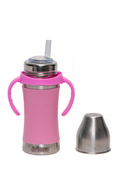 Adore Soi! The Wideneck Silicon Straw with Gravity Ball stainless steel sipper with Sleeve- 250ml Pink