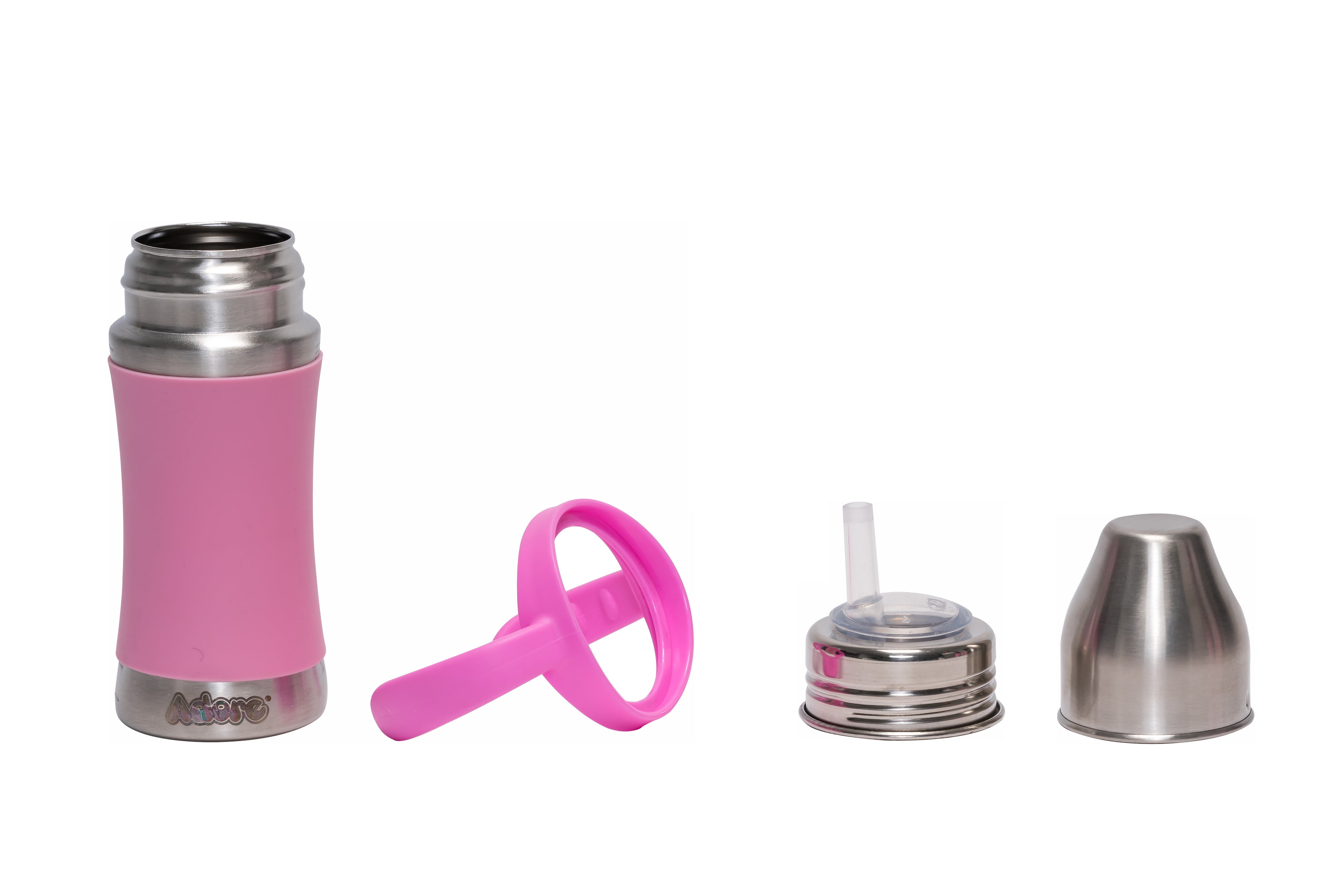 Adore Soi! The Wideneck Silicon Straw with Gravity Ball stainless steel sipper with Sleeve- 250ml Pink