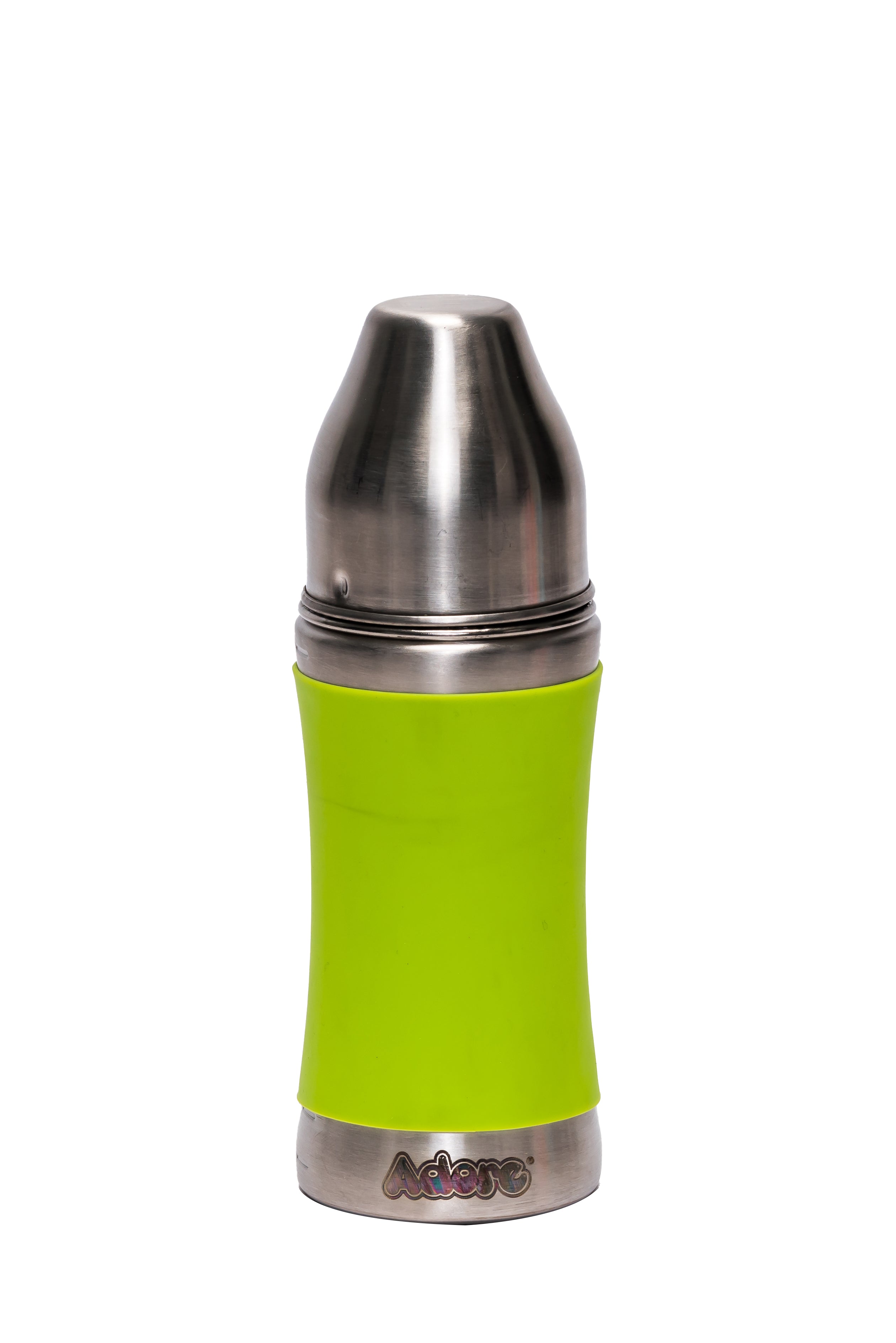 Adore Koh Stainless Steel Wide Neck Feeding Bottle with Silicon Sleeve- 250ml Green